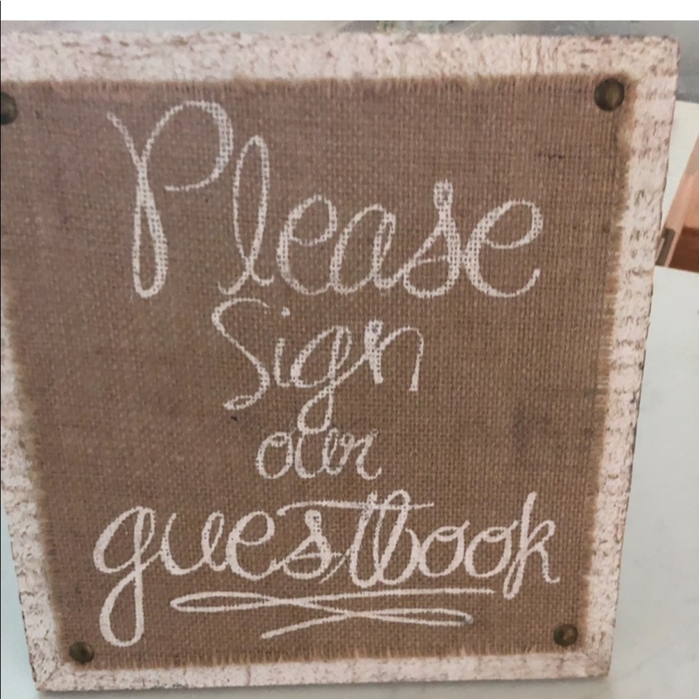 Burlap Guestbook sign